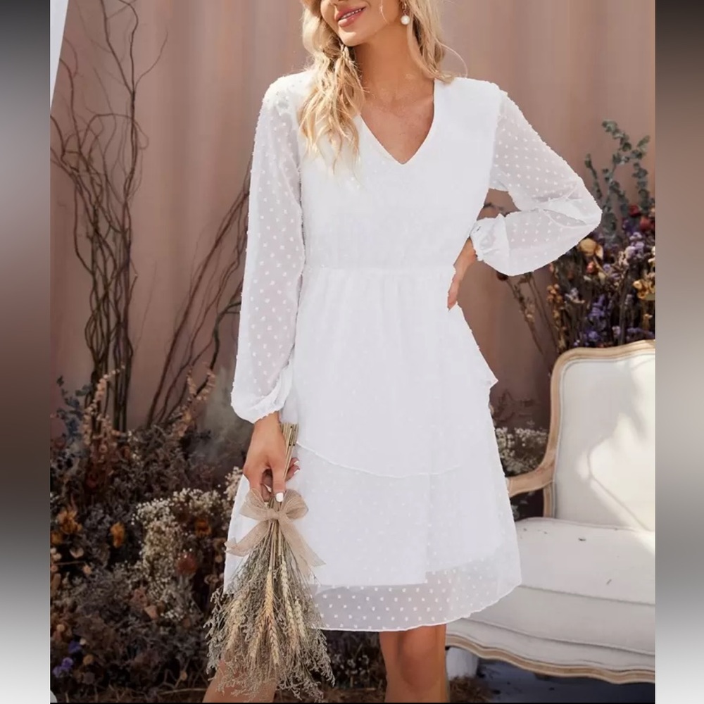 swiss dot bishop sleeve dress